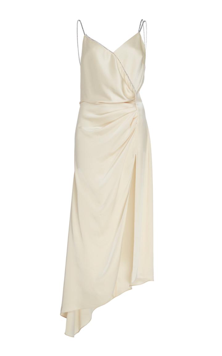 David Koma Asymmetrical Ruched Silk Dress