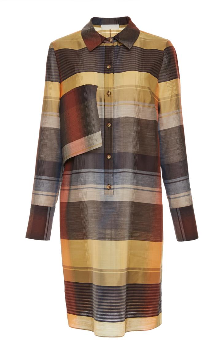 Partow Akilia Silk Blend Plaid Dress