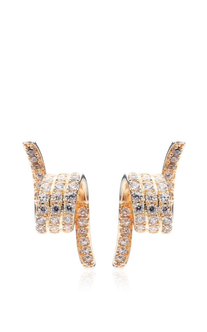 Fallon Gold-plated Pave Barbed Wire Stud Earrings