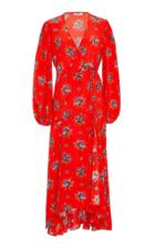 Ganni Kochhar Floral-print Silk Crepe De Chine Wrap Dress