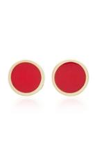 Established 18k Gold Red Enamel Dot Earrings