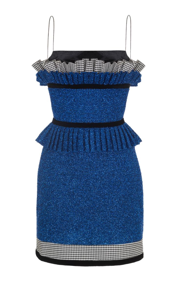 Rasario Gingham Accent Lurex Mini Dress