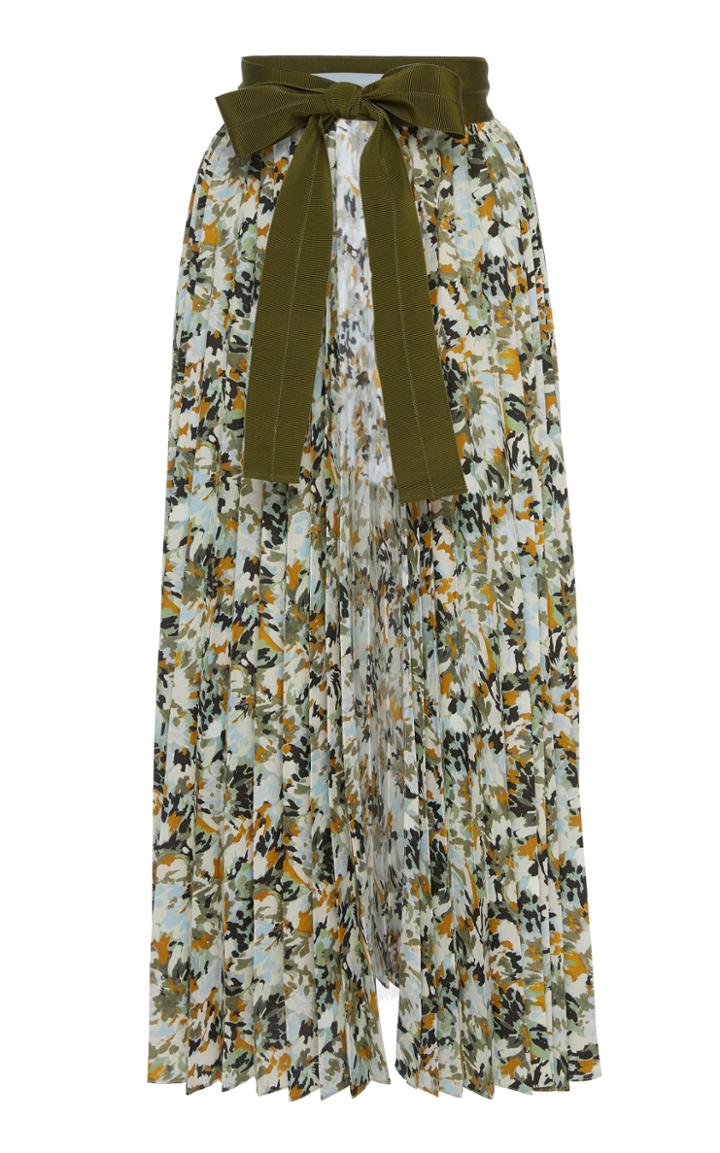 Silvia Tcherassi Patterned Blanche Chiffon Midi Skirt