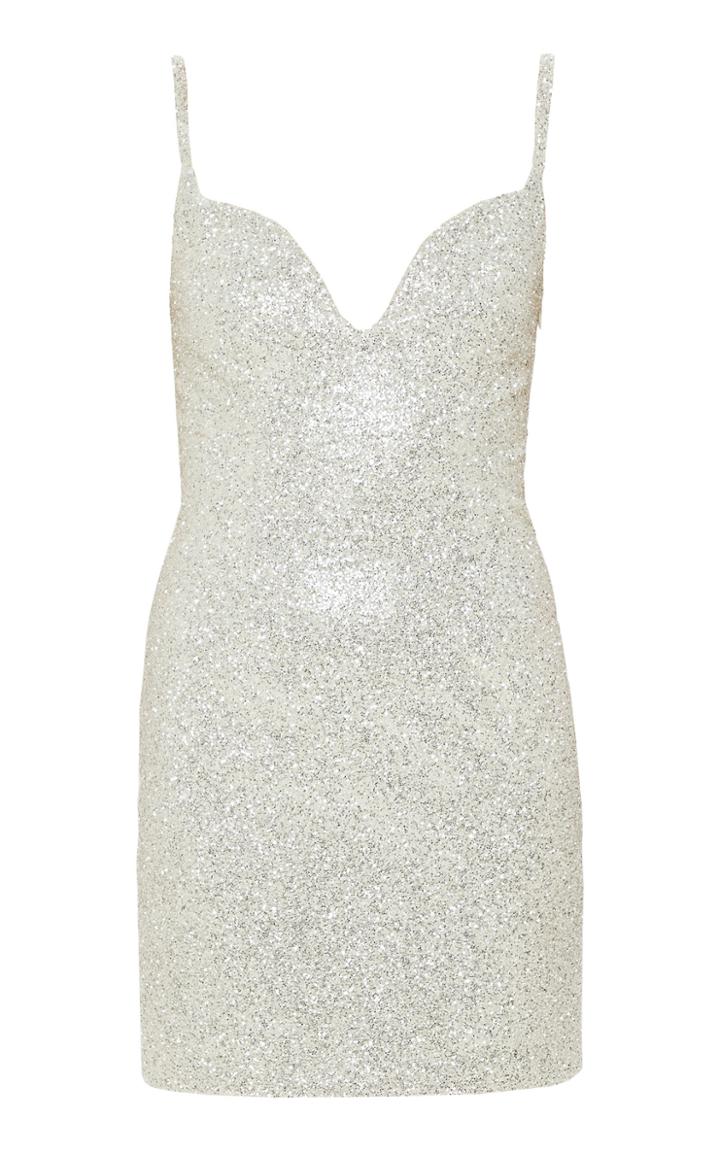 Moda Operandi Mach & Mach Glitter Short Dress With Close Heart