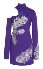 David Koma Asymmetrical Neck Feather Dress