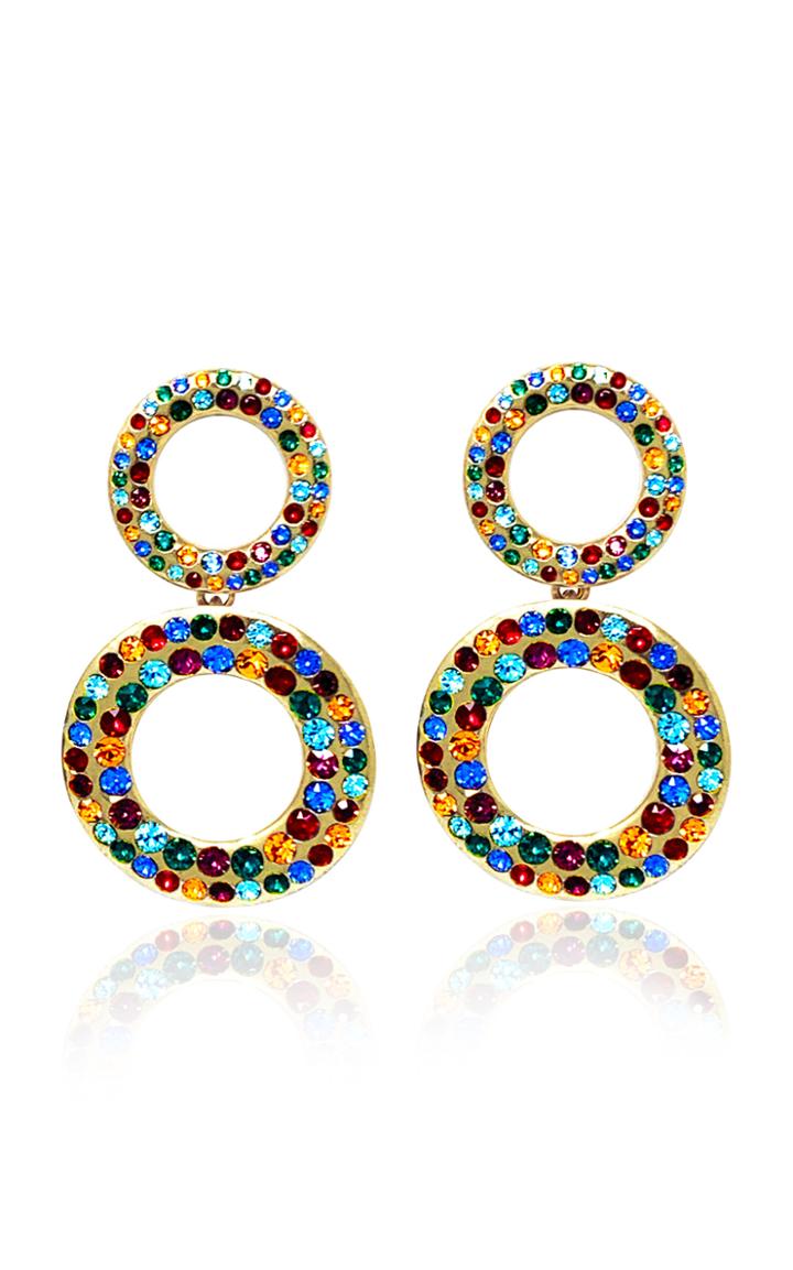 Rebecca De Ravenel Tosca Crystal-embellished Gold-plated Earrings