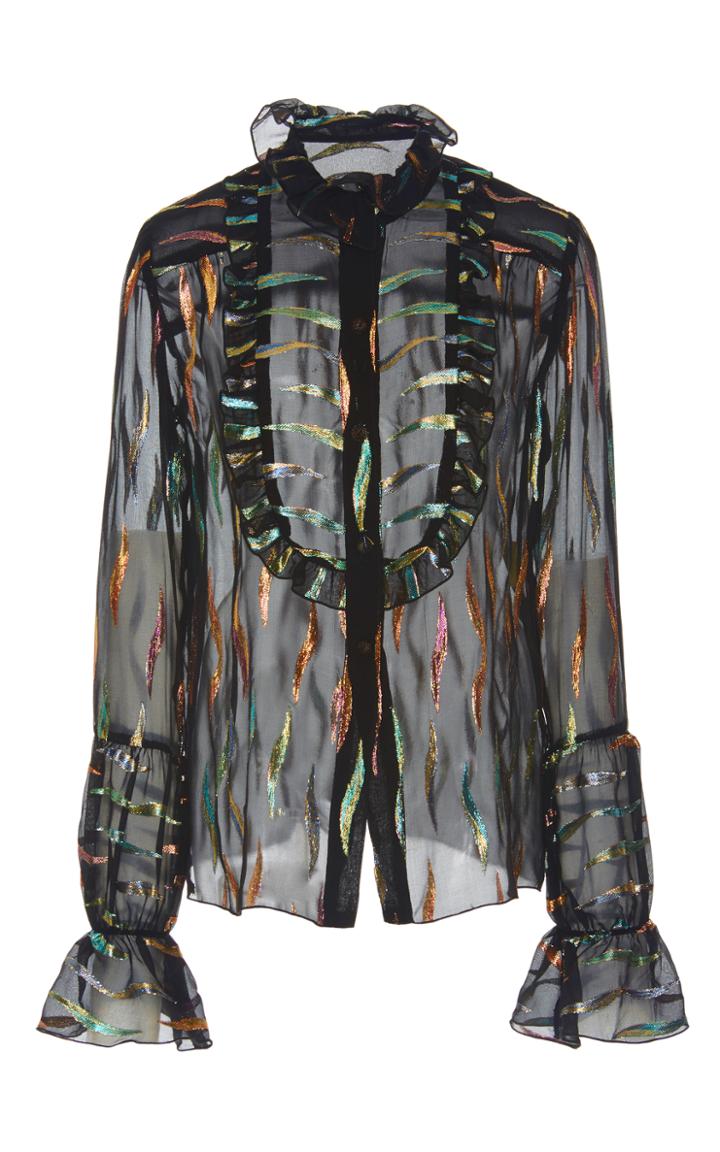Anna Sui Reigning Rainbow Chiffon Top