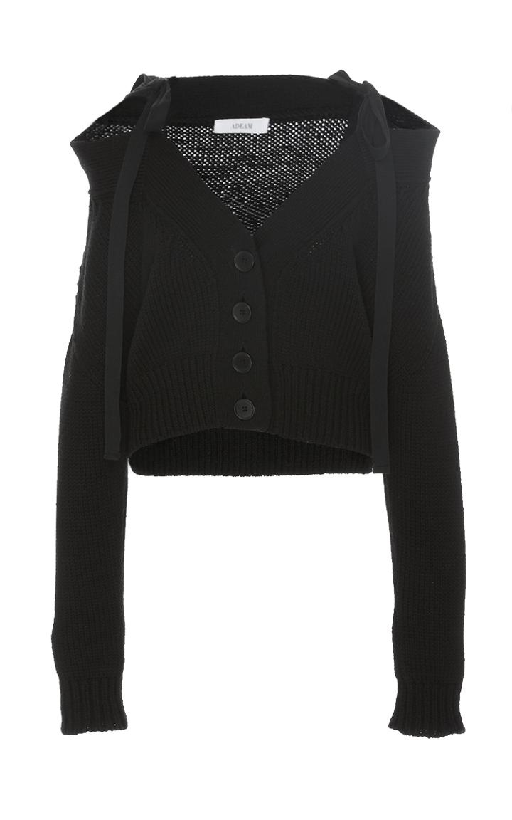 Adeam Black Chunky Off-the-shoulder Cardigan