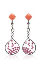 Wendy Yue 18k Gold Coral Ruby And Diamond Earrings