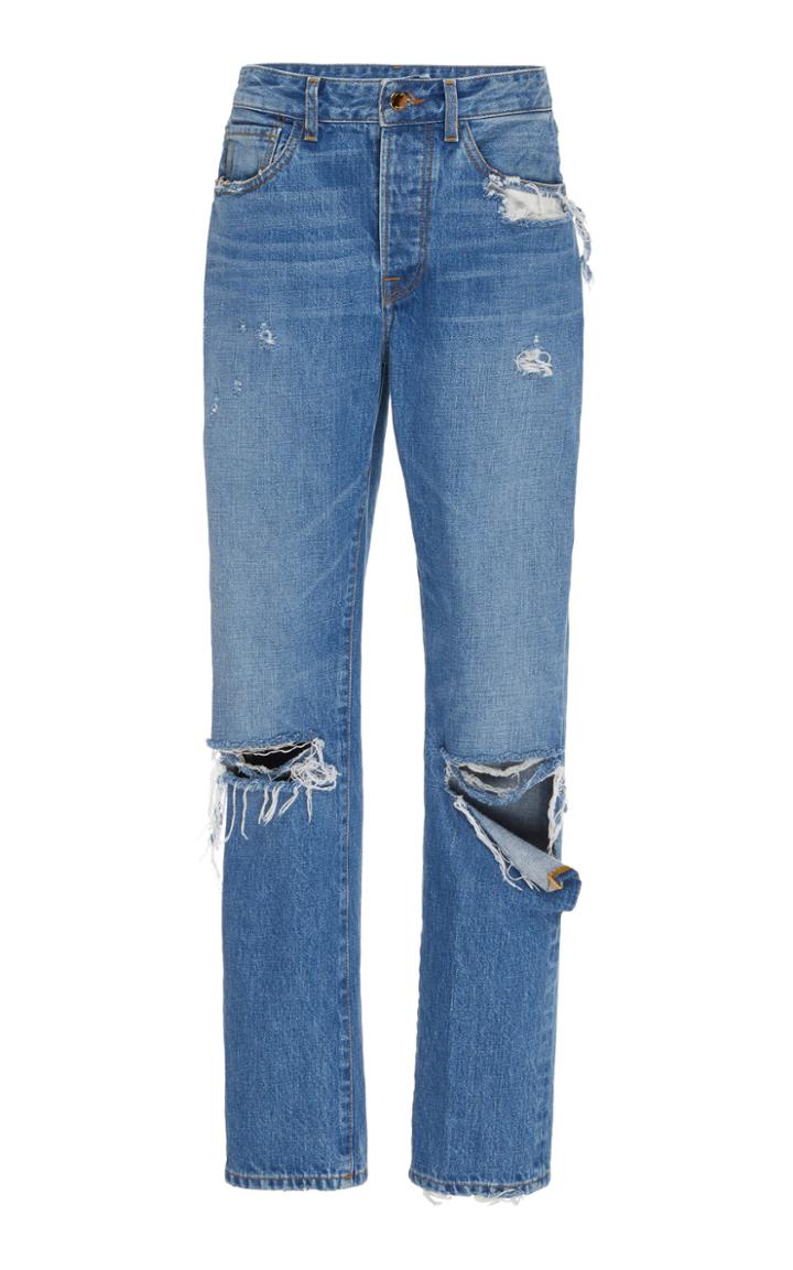 Moda Operandi Brandon Maxwell Distressed High-rise Boyfriend Jeans Size: 0