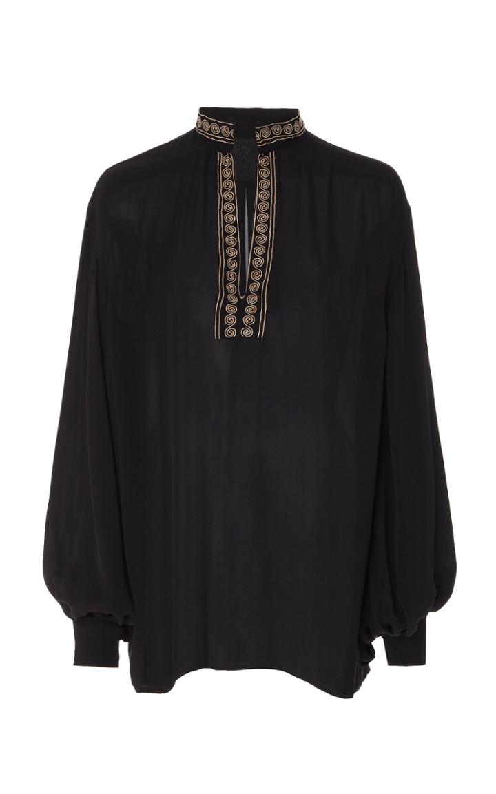 Moda Operandi Nili Lotan Moroccan Silk Embroidered Joey Top Size: Xs