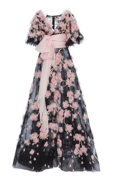 Marchesa Cherry Blossom Tulle Ball Gown