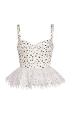 Silvia Tcherassi La Banquera Polka-dot Cotton Peplum Top