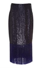 Sally Lapointe Fringe-hem Sequin-embroidered Pencil Skirt