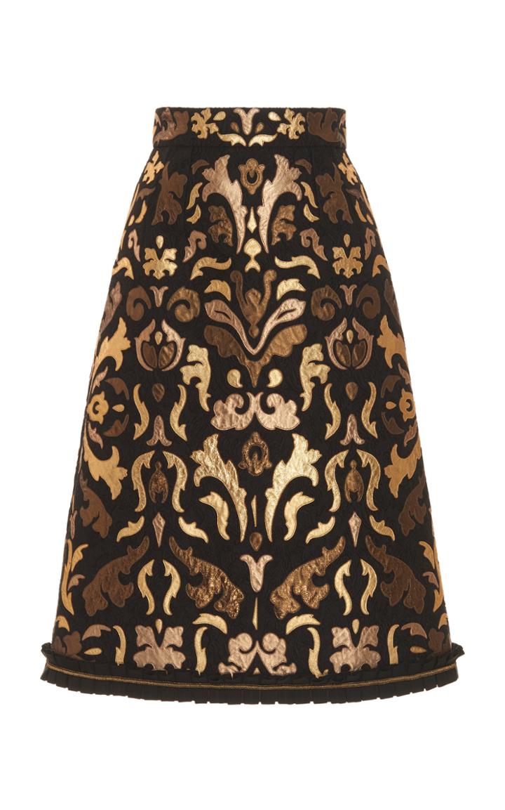 Dolce & Gabbana Metallic Jacquard Gold Leopard Print Skirt