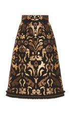 Dolce & Gabbana Metallic Jacquard Gold Leopard Print Skirt
