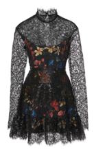 Etro Lace-detailed Floral-print Crepe Mini Dress