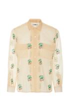 Bode Sheer Evergreen Flower Shirt