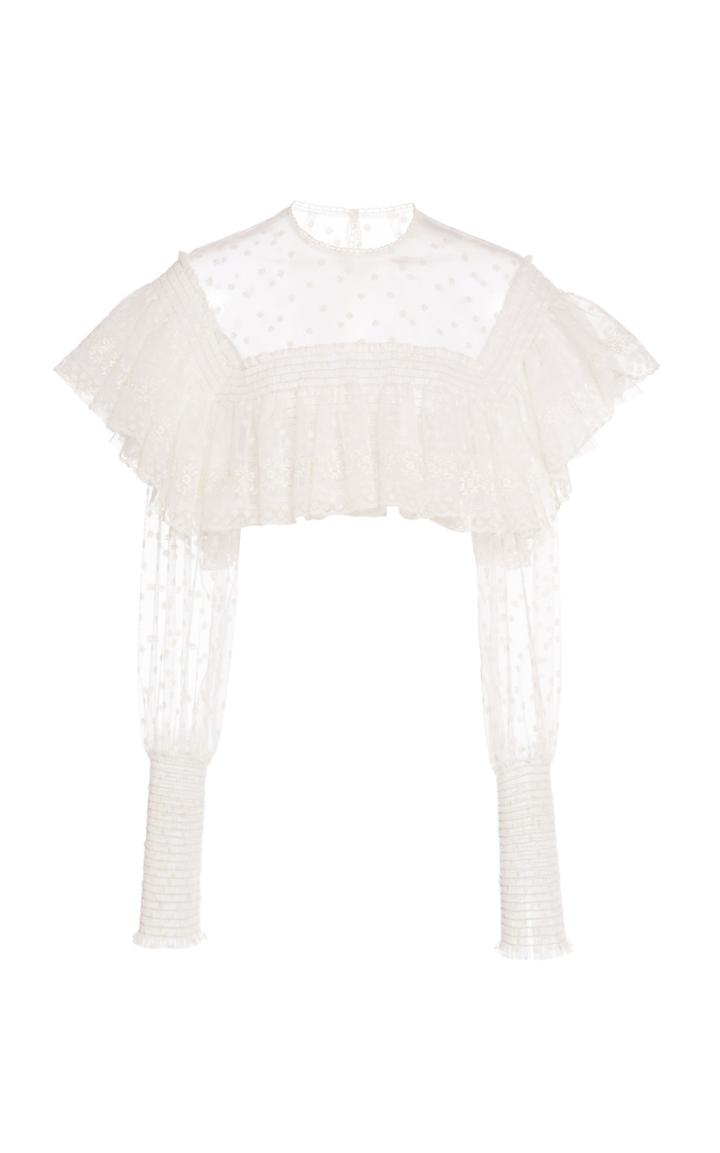 Philosophy Di Lorenzo Serafini Long Sleeve Tulle Cropped Top