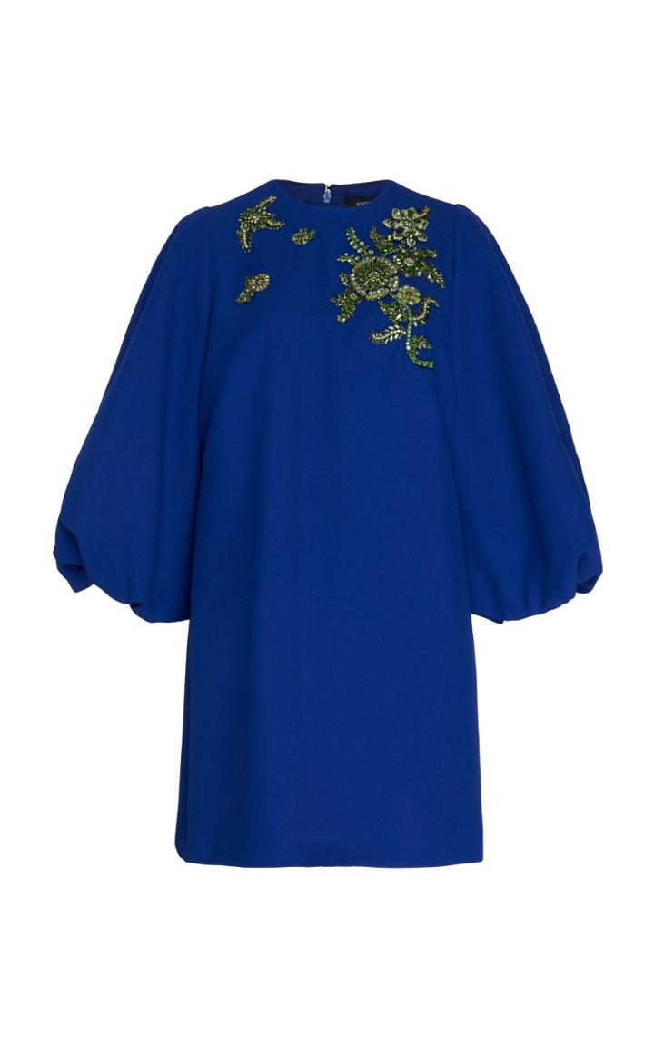 Moda Operandi Andrew Gn Puffed Sleeve Embroidered Crepe Dress Size: 34