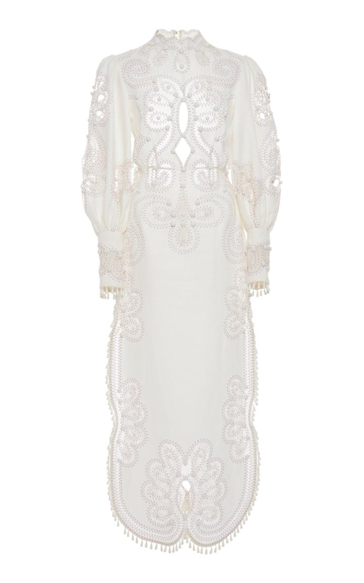 Zimmermann Ninety-six Ric Rac Cutout Linen And Silk Dress