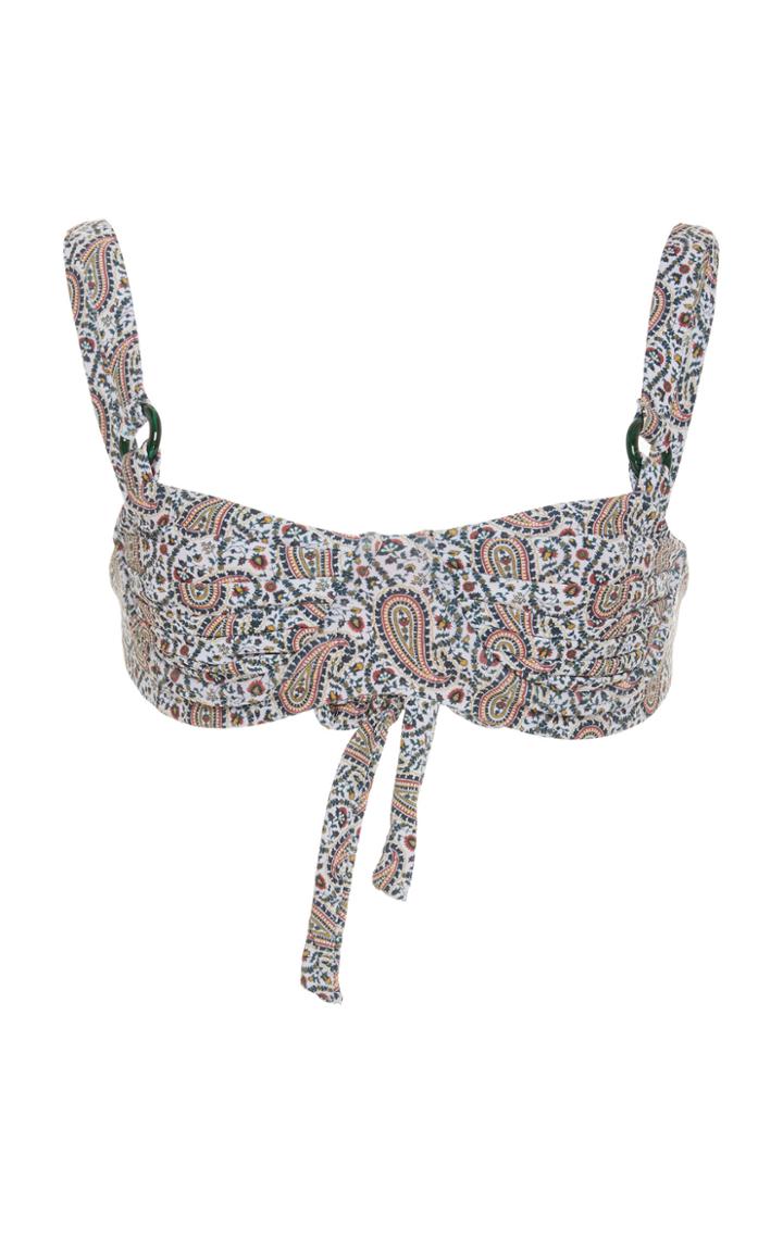 Palm Grace Ruched Printed Bikini Top