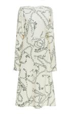 Victoria Beckham Printed Crepe Long Sleeve Midi Dress