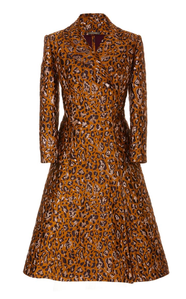 Zac Posen Leopard-print Jacquard A-line Coat