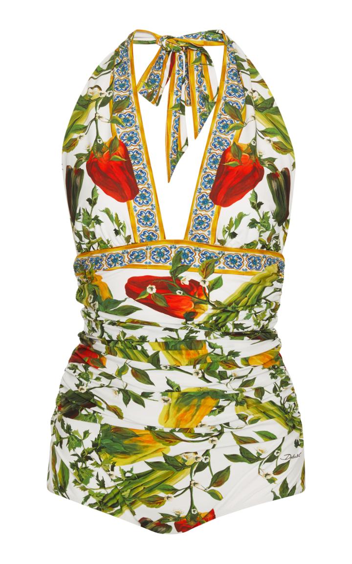 Dolce & Gabbana Halter Plunge Swimsuit