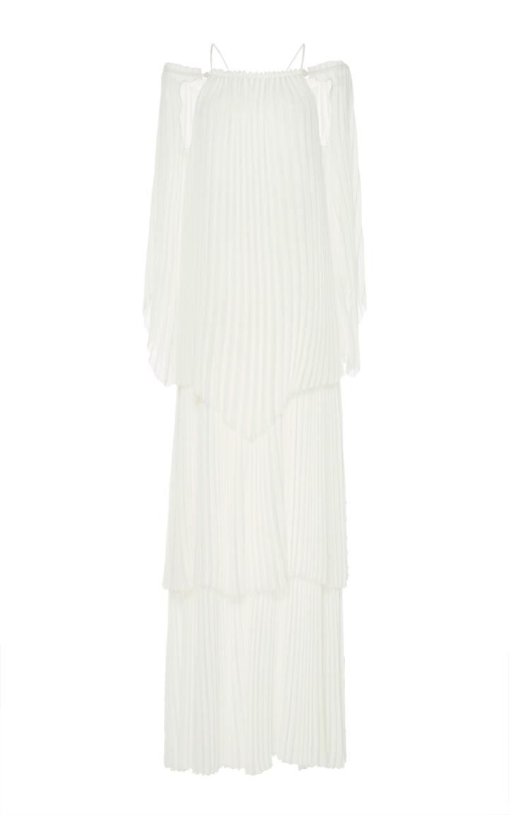 Cult Gaia Natural Athena Layered Chiffon Dress