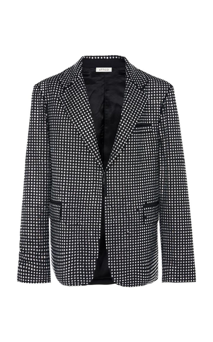 Attico Crystal Embroidery Wool-blend Blazer