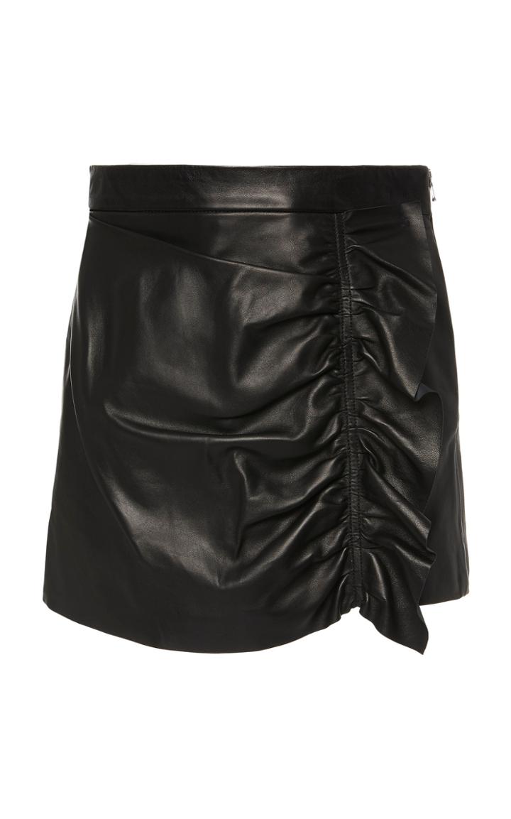 Red Valentino Ruched Leather Mini Skort