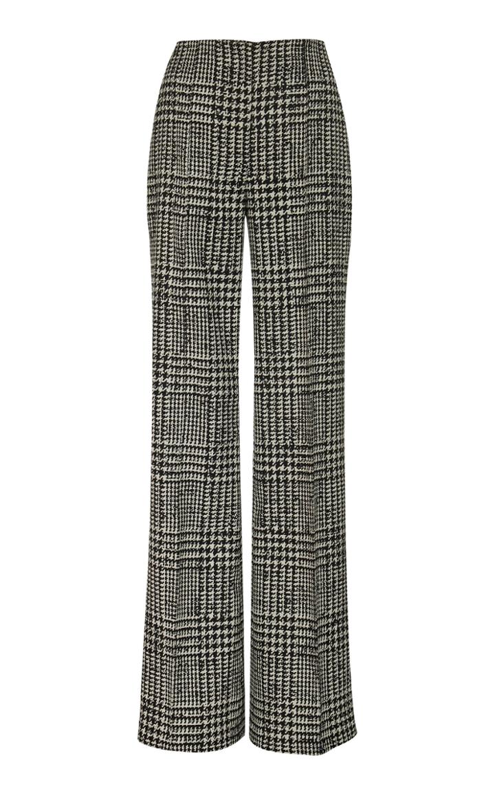 Carolina Herrera High-waisted Checked Silk And Wool Wide-leg Pants