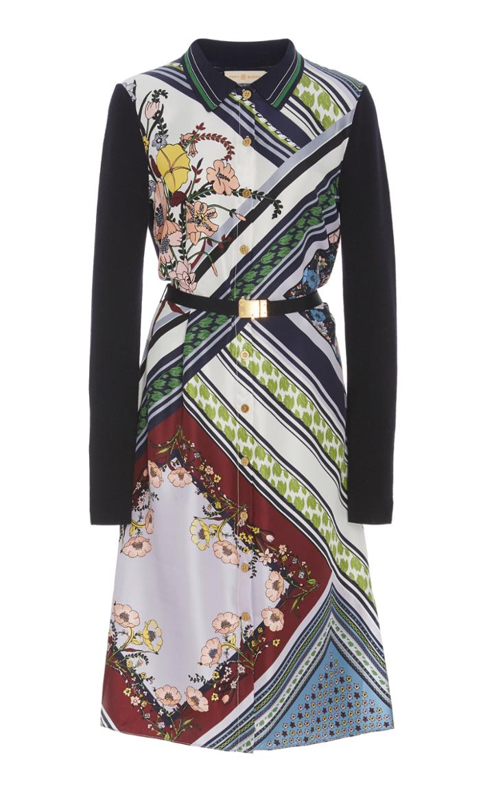 Tory Burch Belted Printed Wool Dress