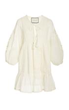 Alexis Berra Embroidered Tiered Cotton Mini Dress