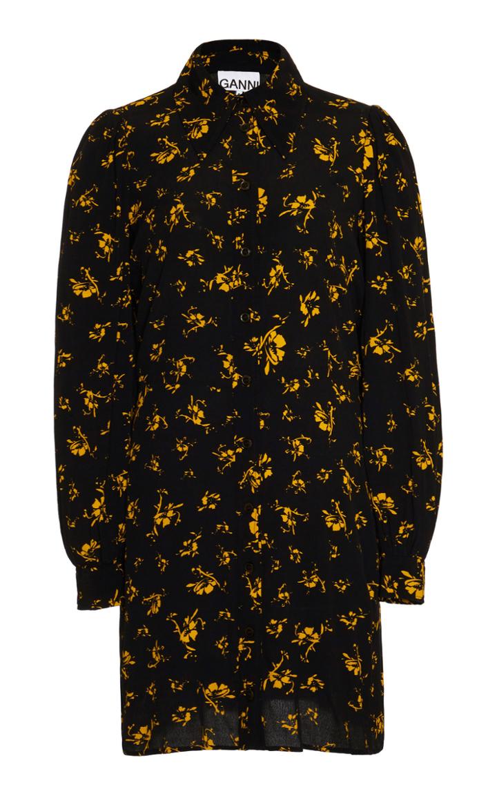 Ganni Floral-printed Crepe De Chine Mini Dress Size: 34