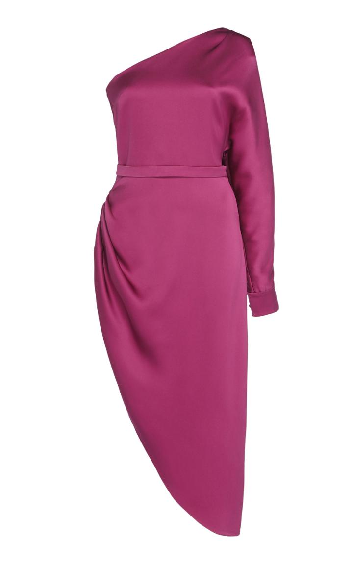 Ralph & Russo Satin One-shoulder Midi Dress