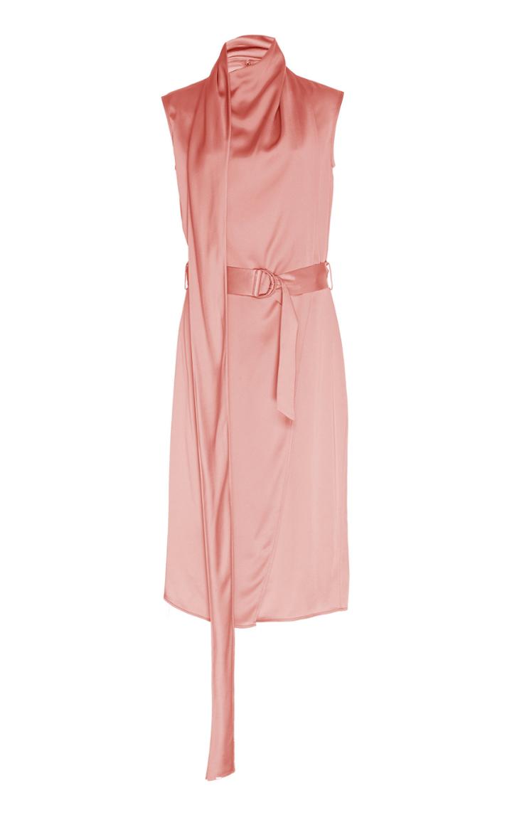 Sally Lapointe Doubleface Satin Scarf Neck Dress