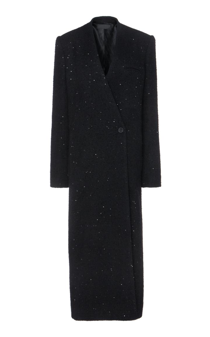 Haider Ackermann Collarless Sequined Long Coat