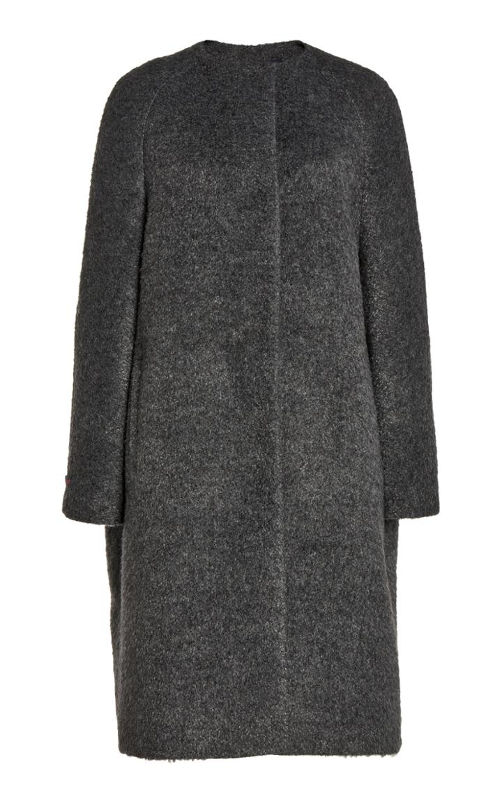 Moda Operandi Martin Grant Collarless Mlange Wool-alpaca Coat