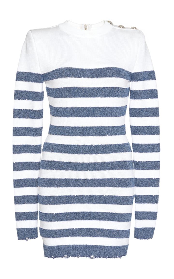 Balmain Long-sleeved Striped Mini Dress