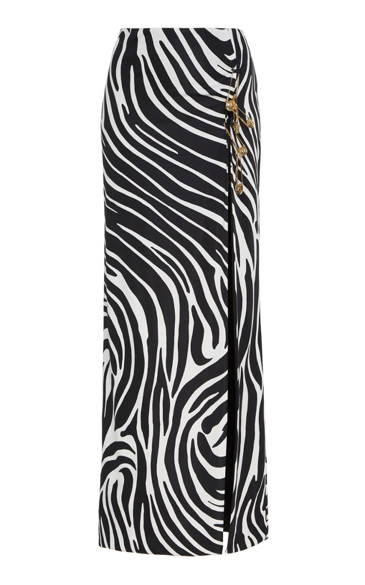 Versace Side Slit Crepe Maxi Skirt