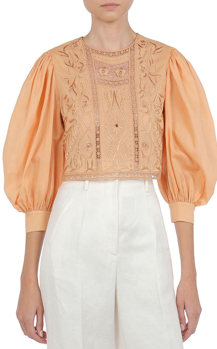 Moda Operandi Alberta Ferretti Hand-embroidered Cotton Blouse