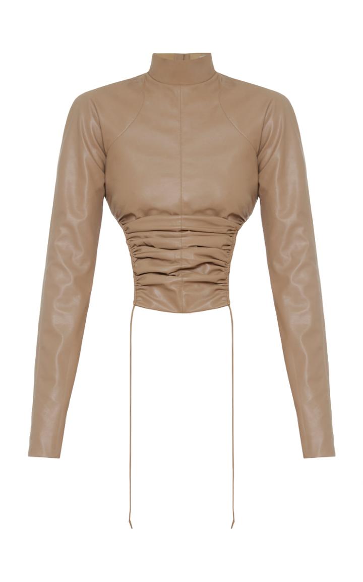 Moda Operandi Aleksandre Akhalkatsishvili Ruched Faux Leather Top