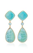 Bahina 18k Gold Amazonite Topaz And Larimar Earrings