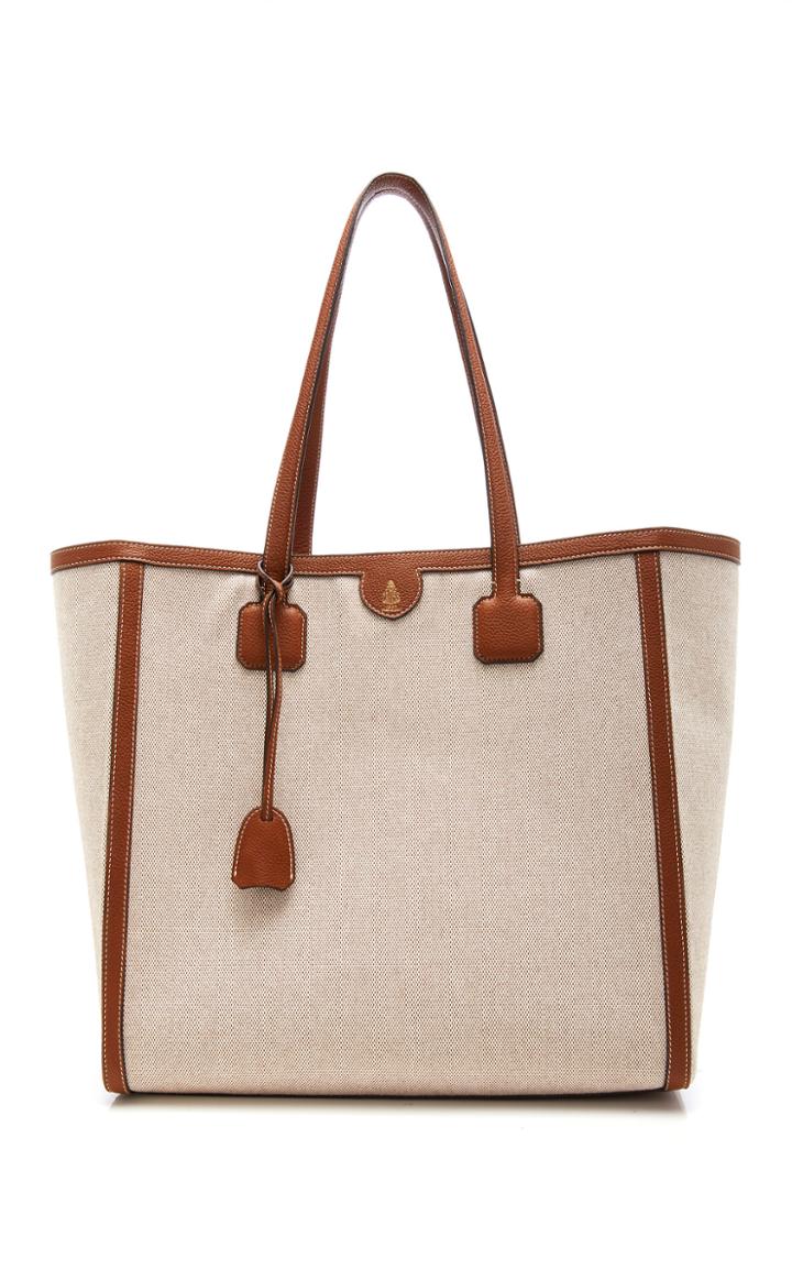 Mark Cross Antibes Grain Leather-trimmed Birdseye Tote