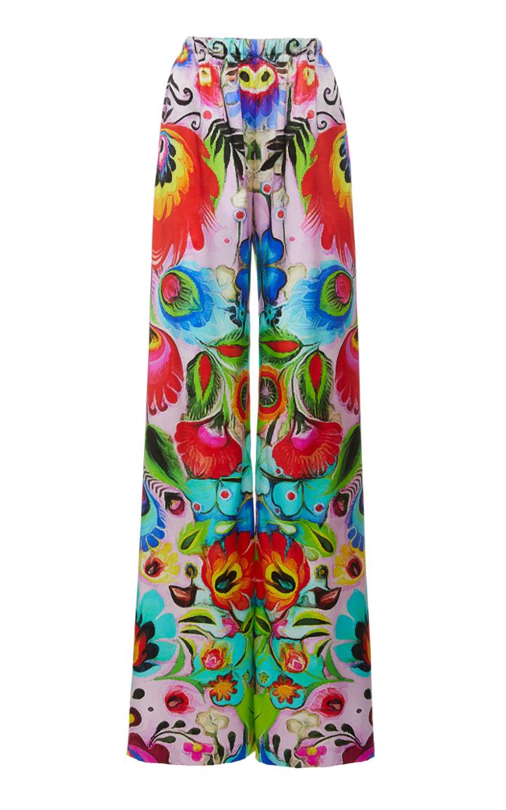 Moda Operandi Naeem Khan Abstract-printed Flared Silk Pants Size: Xs