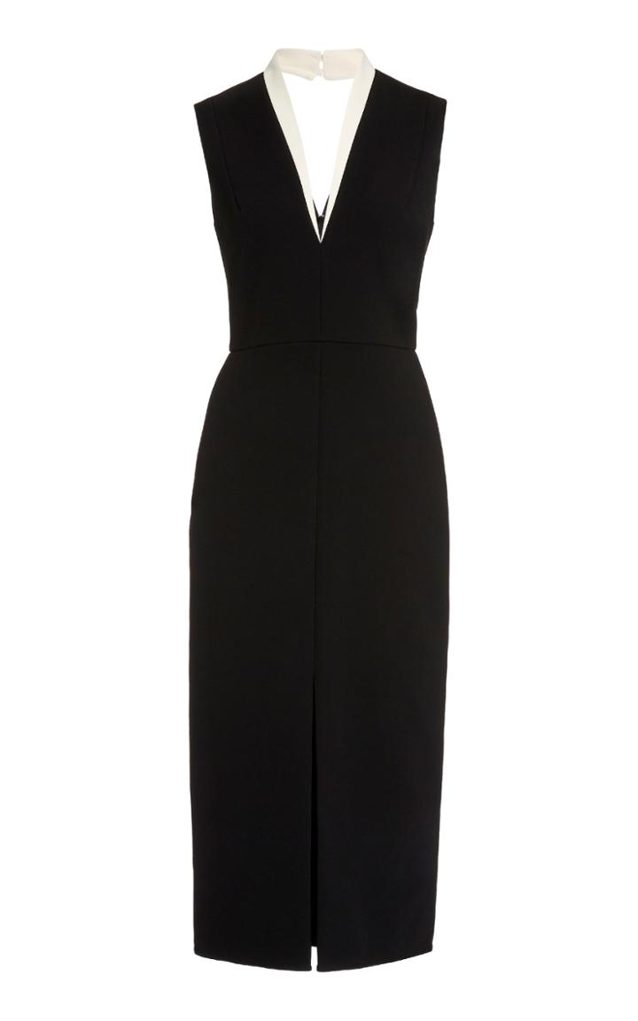 Victoria Beckham Two-tone Crepe Midi Dress