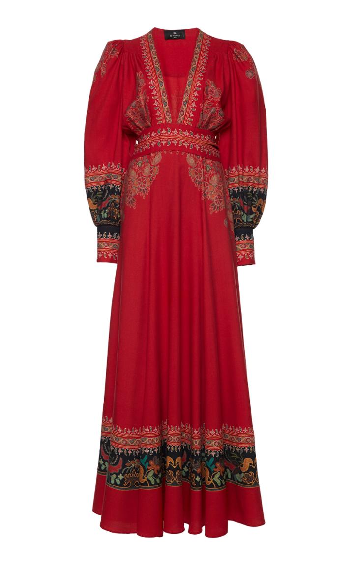 Moda Operandi Etro Balloon-sleeve Wool-wilk Dress