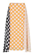 Moda Operandi Stine Goya Daniela Draped Mixed-check Crepe Midi Skirt